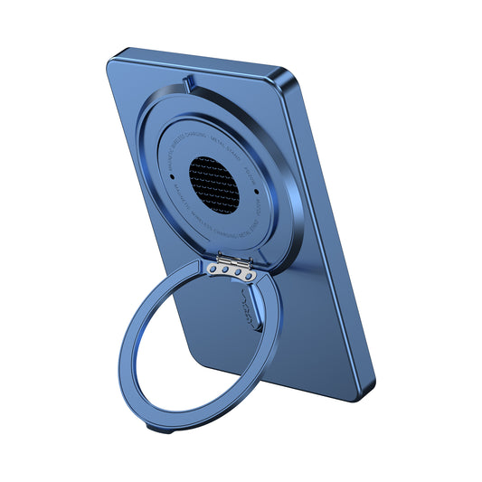 Super Mini Metal Magnetic Wireless Charger Power Bank 5000mAh 20W With Stand - Blue