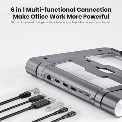 Vyvylabs Wisdom Series Laptop Stand 6-in-1 Multifunctional HUB Docking Station