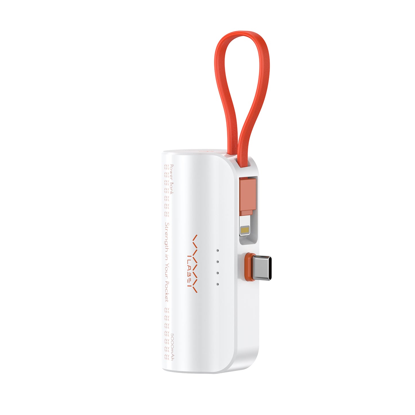 Vyvylabs Q12 Capsule Power Bank 5000mAh Type-C With iP Cable and Stand - Black