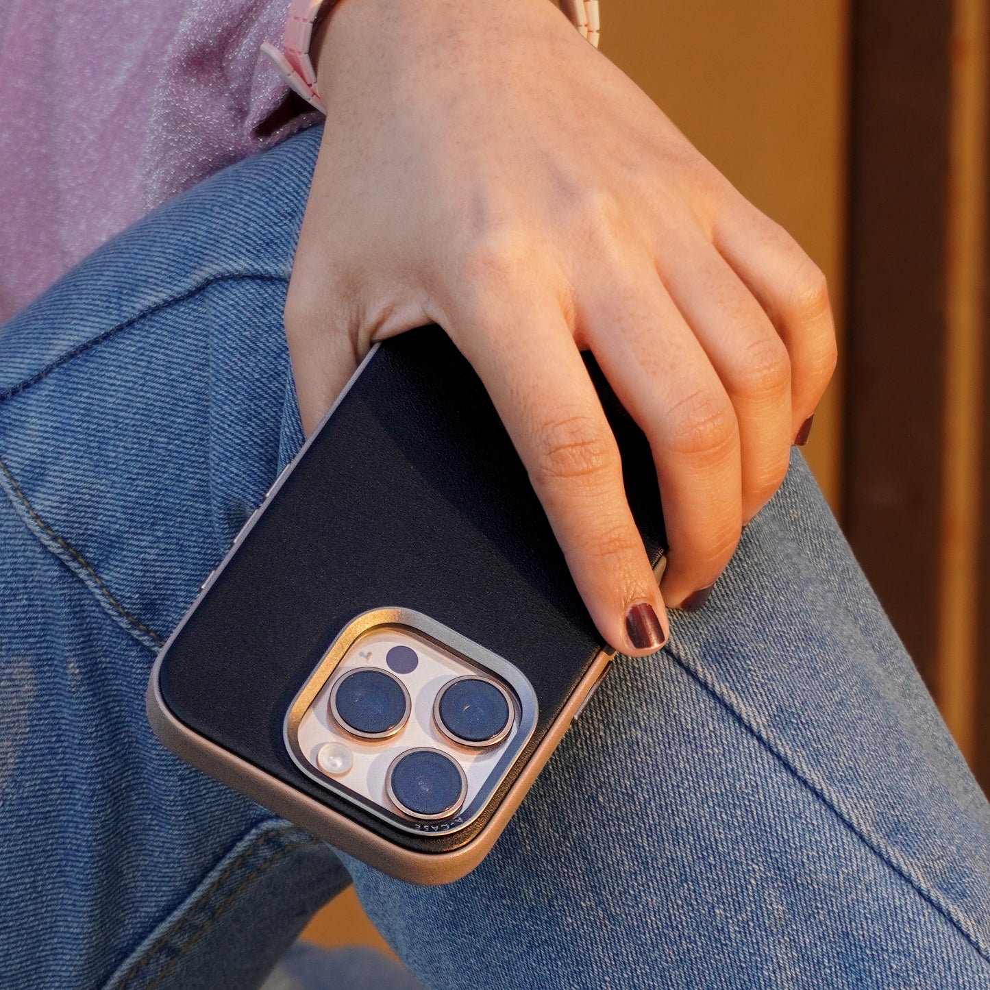 Vegan Leather Case For iPhone 16 Series - Black